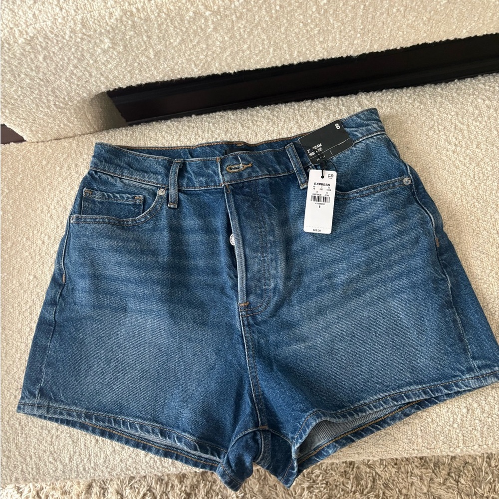 Express Blue Jean Shorts Distressed Cut-Off Style